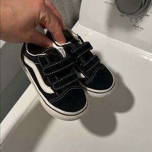 Vans Old Skool Black and White Double Strap toddler Sneakers